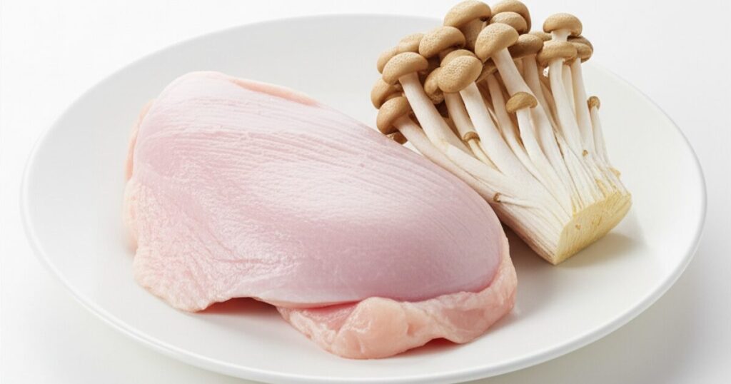【鶏肉としめじのやみつきニンニク醤油炒め】栄養とボディメイクに良い理由