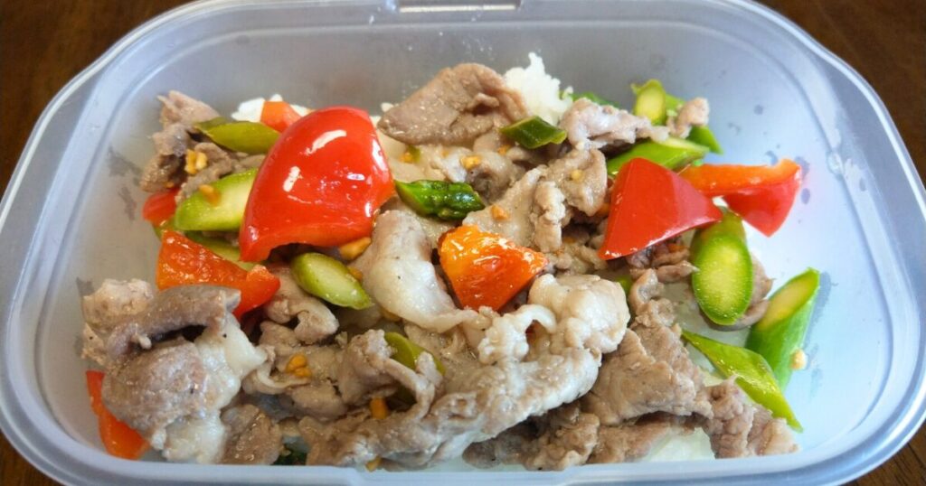 【豚肉とアスパラ エスニック炒め】筋肉弁当 作り置きレシピ10食分